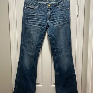 Rock 47 Wrangler Dark Blue Flare Jeans with Gem details